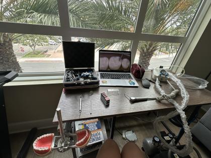 Daria Borisova's at-home set up in preparation for her American dental degree.